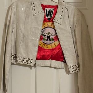 Vintage Guns n Roses Women's White Studded Jacket